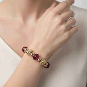 Anne Klein Gold and Deep Red Bracelet